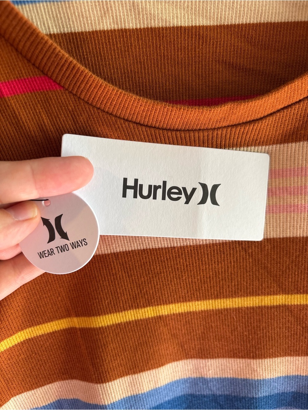 Hurley Striped Long Sleeve Maxi/Midi Dress in Brown, Pink & Blue - Picture 5 of 7